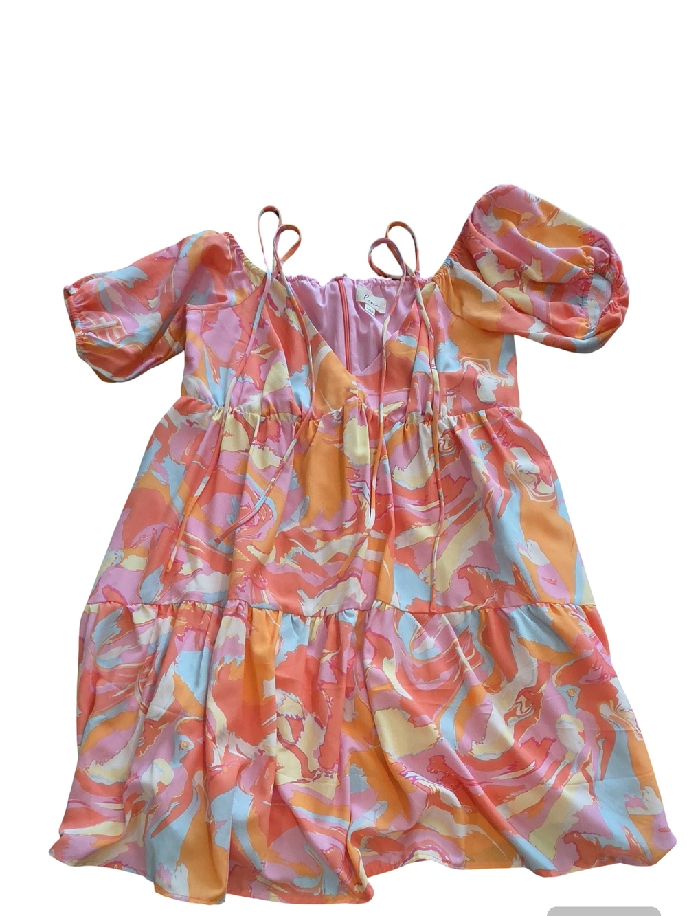 Lena Pink and Orange Tie-Strap Mini Dress
